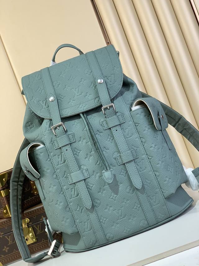 Top Quality Original Christopher Mm Backpack M13863 Grey Green Embossed The Chri