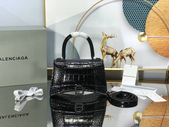 Black Buckle Crocodile Pattern S Size#Grand Launch Of Balenciaga Paris Family Pu