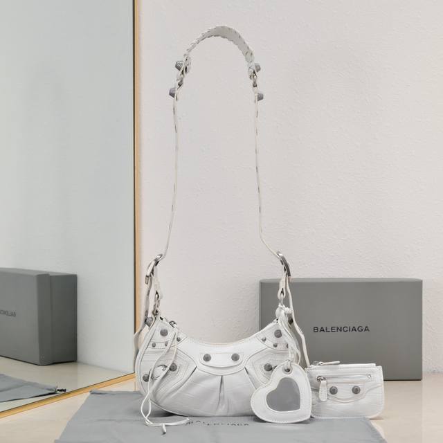 Upgraded Version] Crocodile Pattern Small Size Balenciag Le Cagole Half-Moon Arm