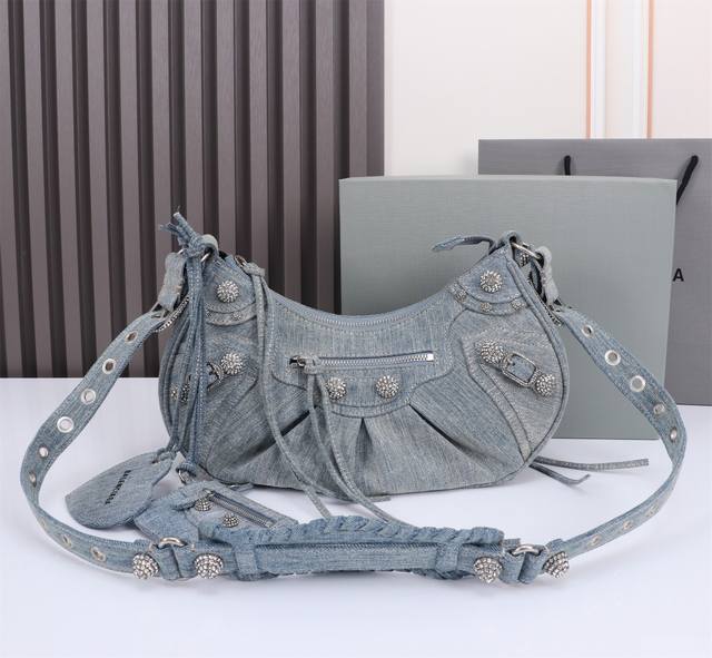 Balenciaga Crescent Bag Large Top Original Imported Denim Diamond Buckle Crescen
