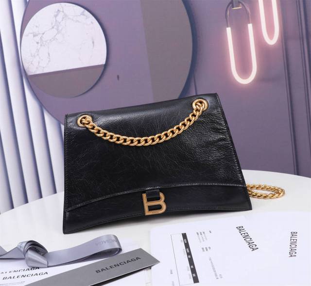 Medium Gold Buckle Black Crush Hot Hourglass Chain Bag With Vip Packaging The La