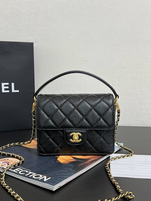 Original Leather 24K Cf Handle Flap Bag Based On The Elements Of Classic Cf, Com