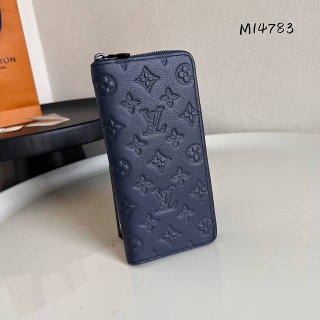 actory Price P Chip Version Zippy Zipper Vertical Wallet M14783 Blue Embossed