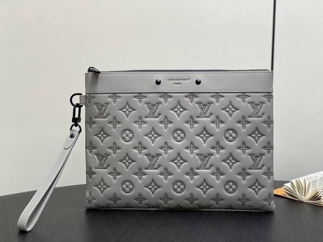 Factory Price P Top Original M14914 Grey Full Leather Embossed Handbag Clutch Th