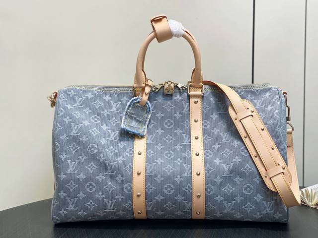 Original Boutique M13748 Grey Denim Travel Bag Keepall 45 Travel Bag This Exquis