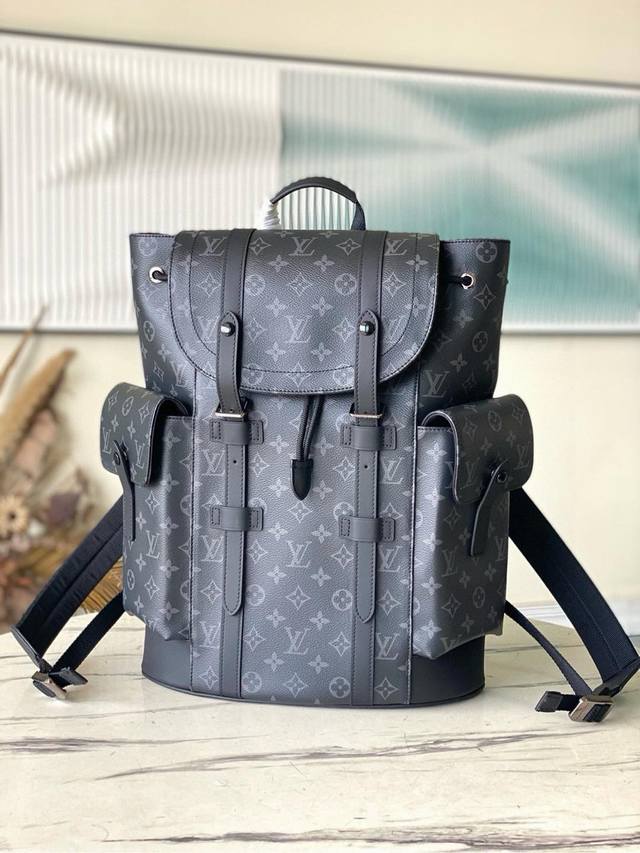 Top Original M41379 Black Flower Medium Christopher Medium Backpack Uses Monogra