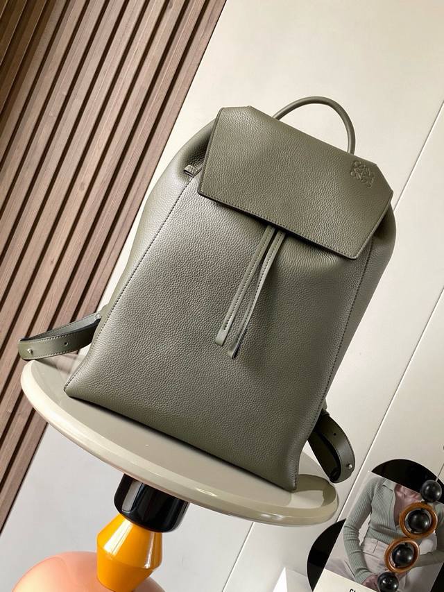 loewe Drawstring Backpack, Large Size, Grained Cowhide School Bag, New Model