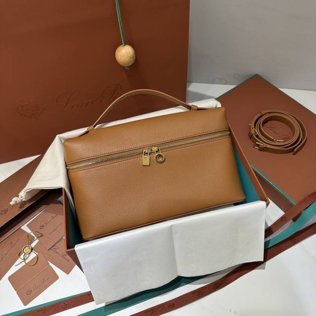 l27 New Version Of Gold Brown And Gold Buckle Extra Pocket L27 Series Handbag