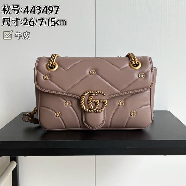 Upgraded Version Actual Shot# Model No. 443497 Cowhide Size 26-7-15Cm Gg Marmont
