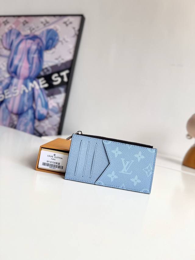Overseas Original M14109 Light Blue Exclusive Real Shot This Coin Card Holder Ma