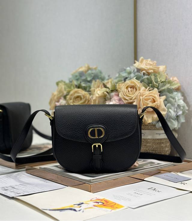 authentic High Version New Dior Bobby Medium Handbag Black Lychee Pattern Thi