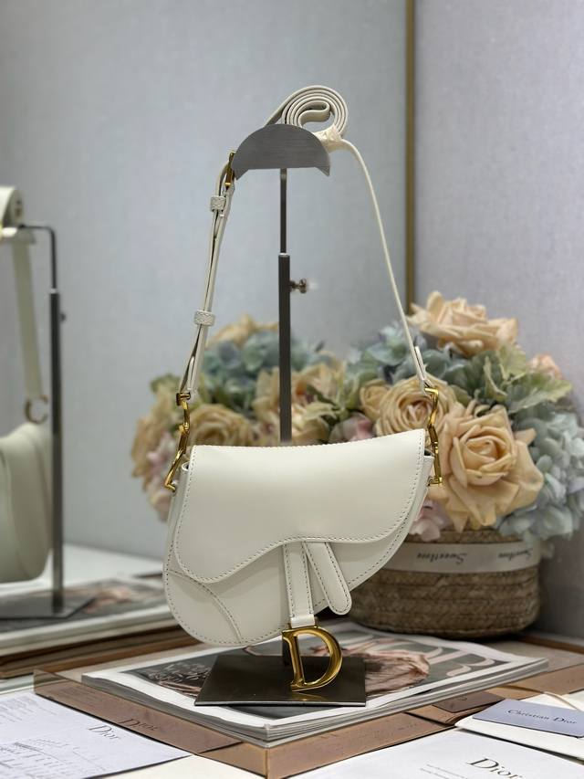authentic High Version Mini Soft Saddle Bag With Shoulder Strapwhite This Sof