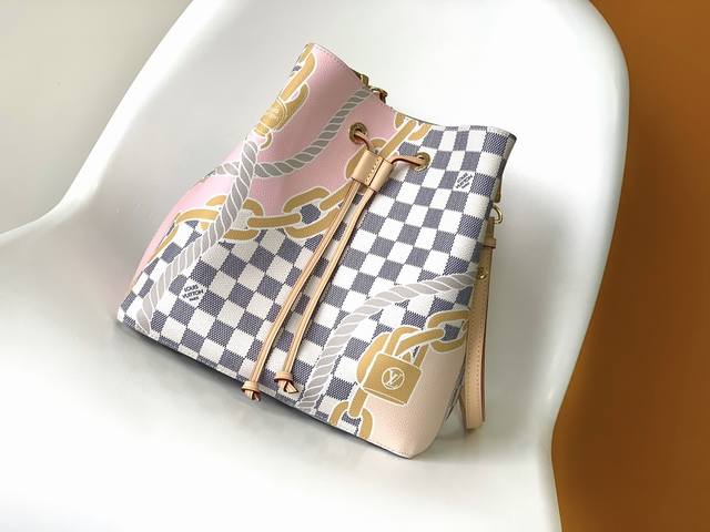 n40474 Original N Ono Medium Handbag Made Of Damier Azur Canvas Nautical Prin
