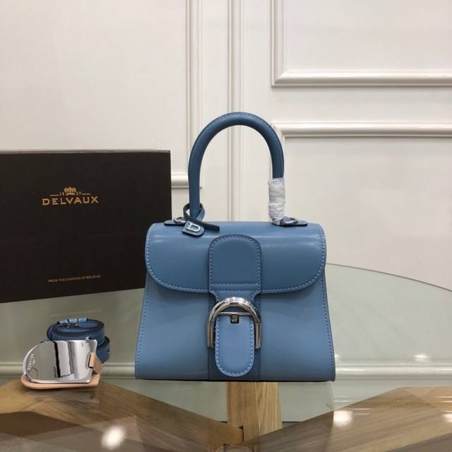 delvaux Autumn And Winter Brillant Camaeux-Denim Bag Series# Box Calf Leather