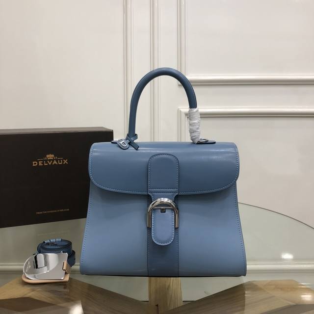 delvaux Autumn And Winter Brillant Camaeux-Denim Bag Series# Choose Box Calf