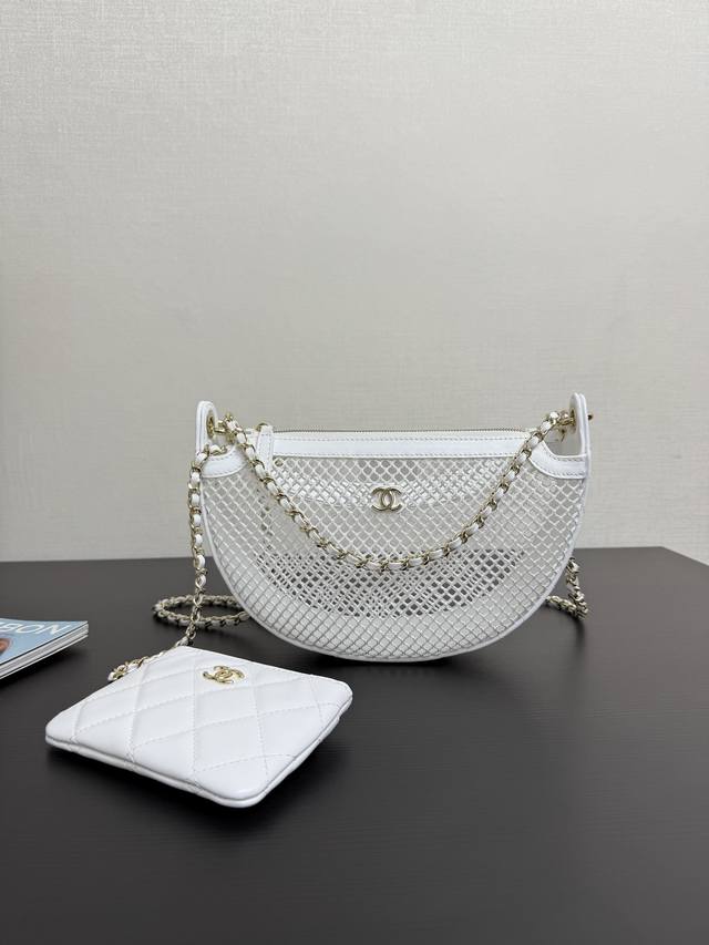 Original Leather Spot 25P Hollow Mesh Moon Armpit Bag Atmosphere Full Of Summer