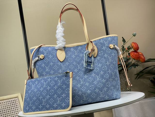 Exclusive Photo Of The Top Original Neverfull Medium Handbag M13192 Blue Denim T