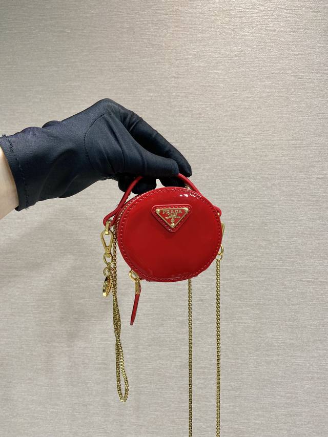 With Counter Packaging Patent Leather Small Round Bag 1Nr023 This Round Mini Bag