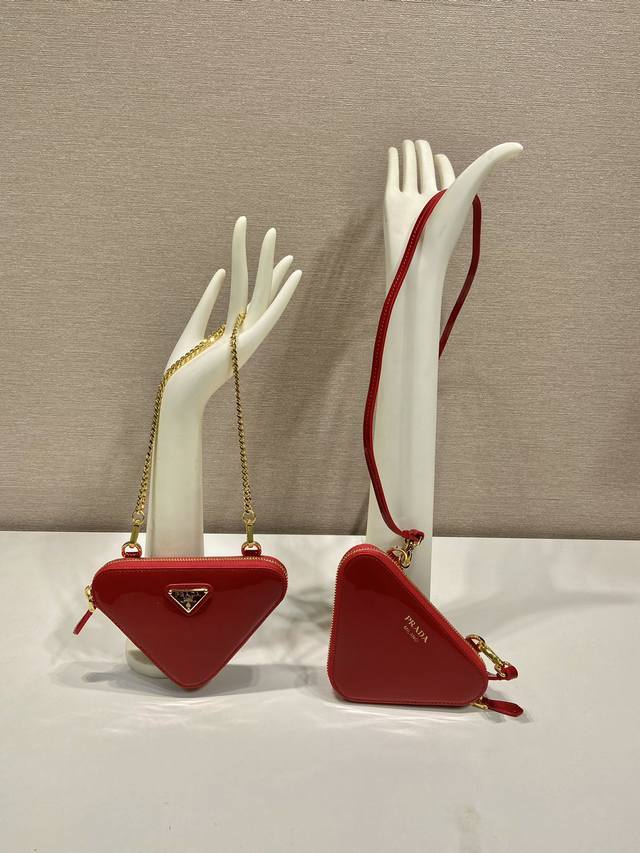 With Counter Packaging Twin Patent Leather Triangle Bag 1Nr015 New Patent Leathe