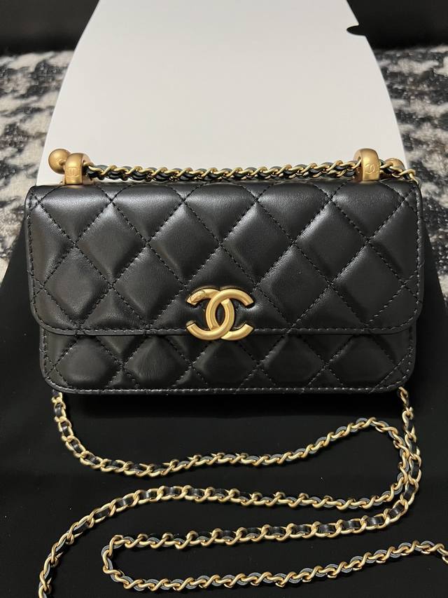 chanel23Cwocdouble Chain Diamond Pattern Gold Buckle Retro Thread Chain Size