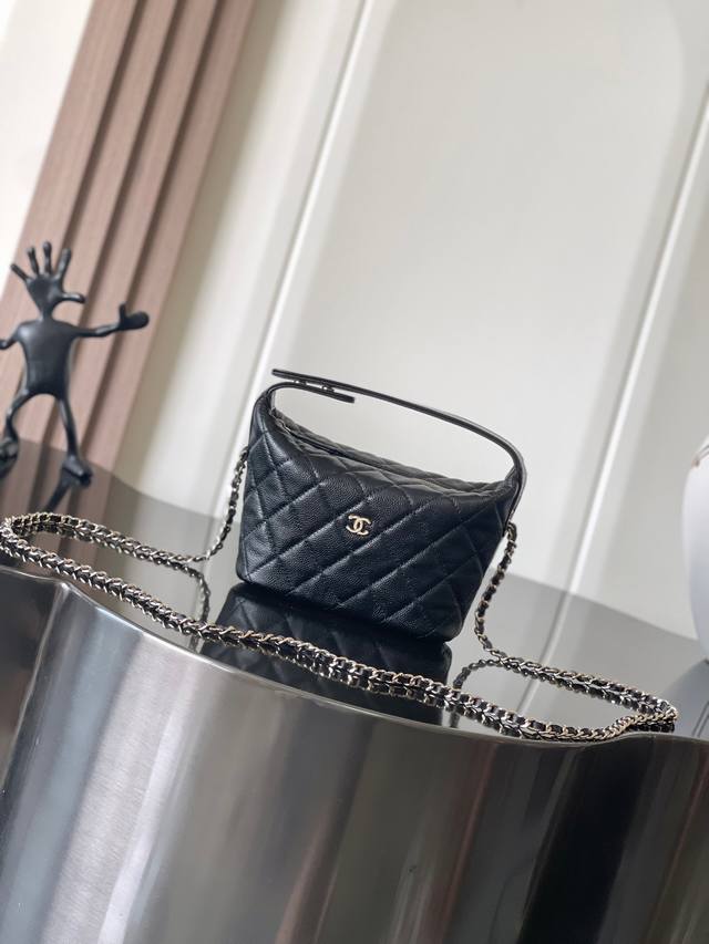chanel 25C Chain Lunch Box Bag Caviar Calfskin Light Gold Size 21.5X19X6Cm Mo