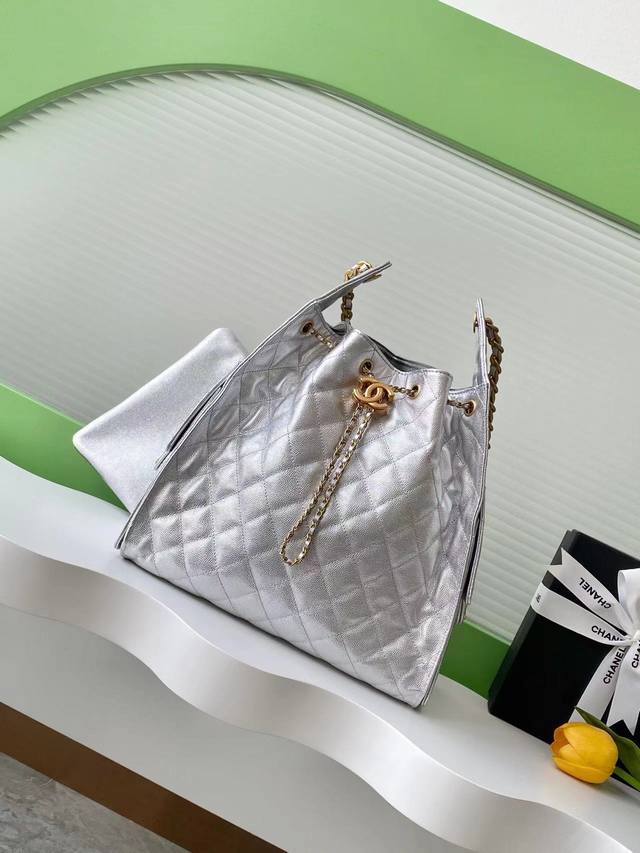 25C Ball Grain Leather Hip Hop Bag Chanel Hobo Underarm Bag Hippie Underarm B