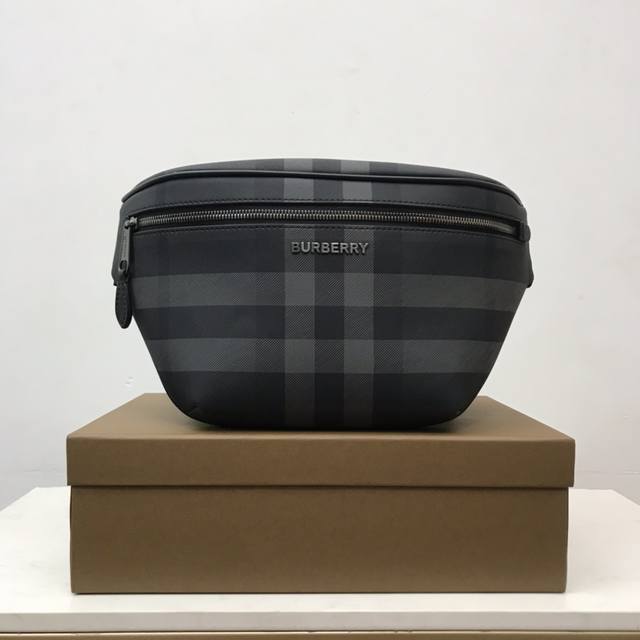 stand-Up Waist Bag With Signature Check Designdecorated With Leather Trim And