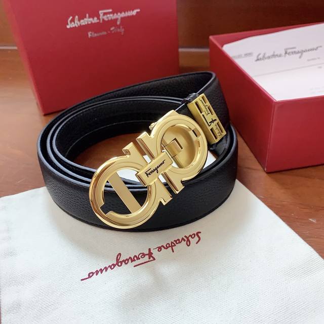 Ferragamo New Automatic Buckle Series Outer Wear Width 3.5Cm Imported First Laye