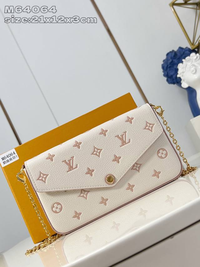 Original Leather Exclusive Real Shot M64064 Cream Silk Screen M14968 Pochette F