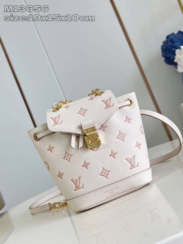 Original Leather Exclusive Real Shot M13656 Cream Silk Screen This Nano No Backp
