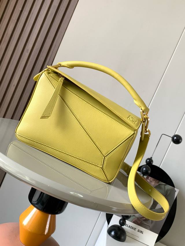 Original Leather Geometric Bag 24Cmpuzzle Handbag Original Imported Lychee Grain