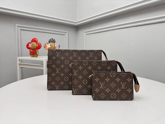 Genuine Top-Grade Original M47195 Three-Piece Set Trio Toiletry Bag Is Made Of M