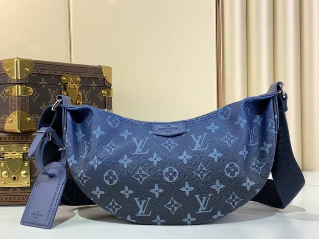 Top Original Hamac Small Moon Bag M11594 Gradient Blue Flower Distressed Version