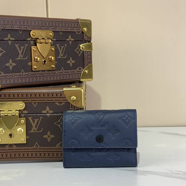 Top-Quality Original M14793 Dark Blue Full Leather Embossed M12598 Trifold Walle
