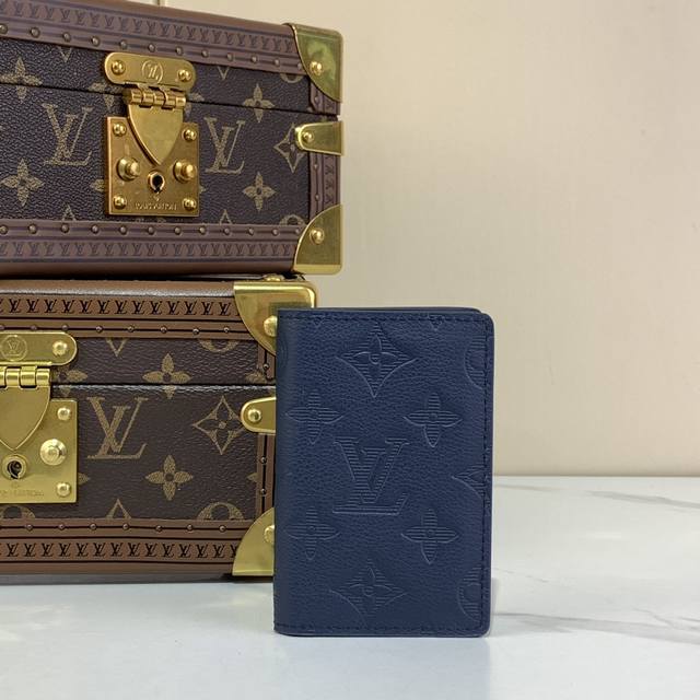 Top Original M14786 Dark Blue Full Leather Card Holder Wallet Pocket Wallet This