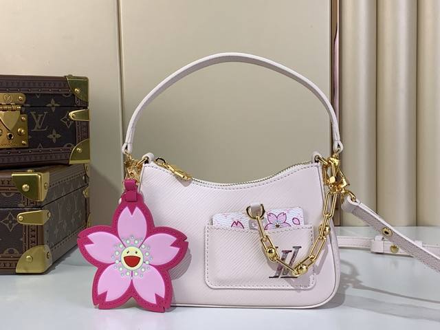 Top Original M13101 Pink Cherry Blossom Ripple Underarm Bag New For The Season L