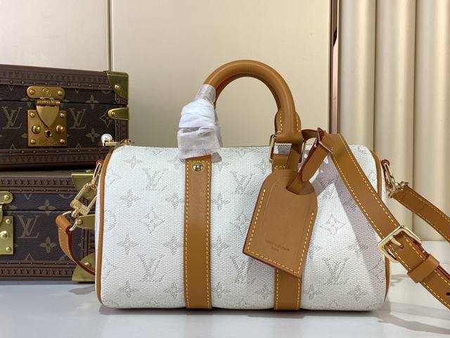 Top-Grade Original Keepall Bandouli Re 25 Handbag M15076 Off-White This Keepall