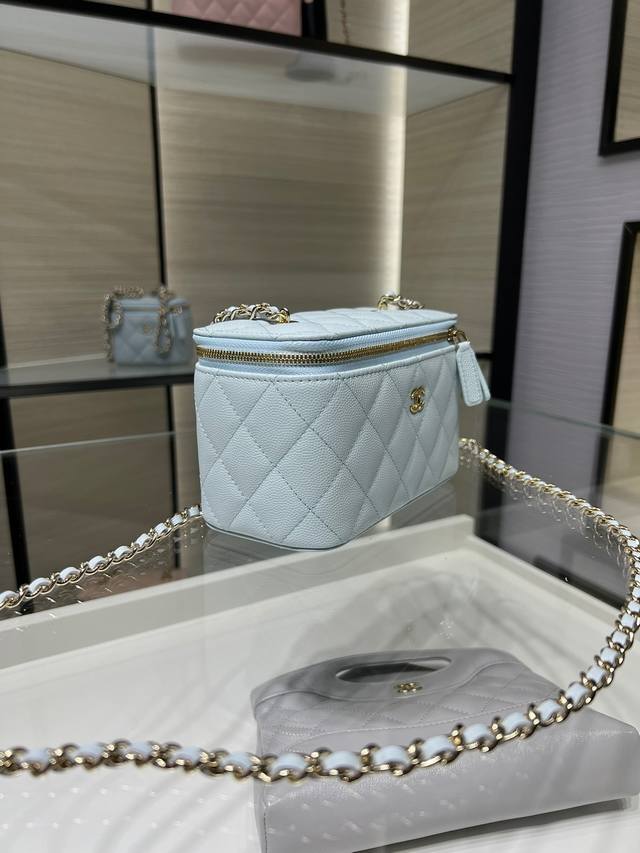 ohanel 22A Long Caviar Box Bag Upgraded Version Full Leather Lining With Smal