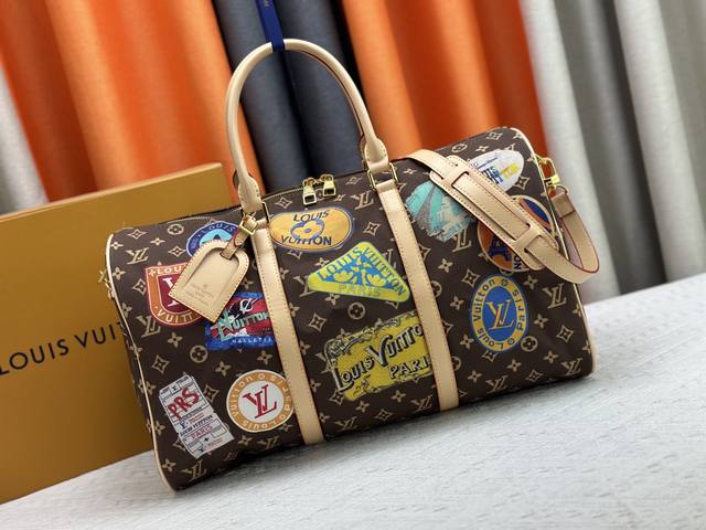 m14736 This Keepall Bandouliere 45 Travel Bag Is Made Of Monogram Dune Fabric