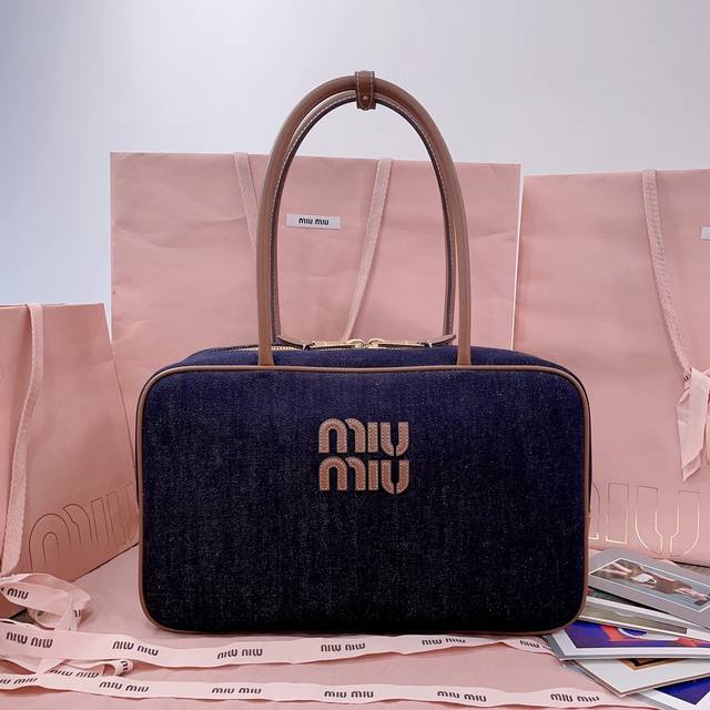 Genuine 5Bb117 Miumiu New Denim Briefcase Is A Perfect Fusion Of Fashion And Cla