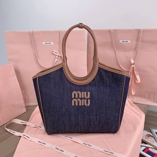 Authentic Grade 5Bg281 Miu's New Isetan Limited Edition Tote Bag. The New Denim