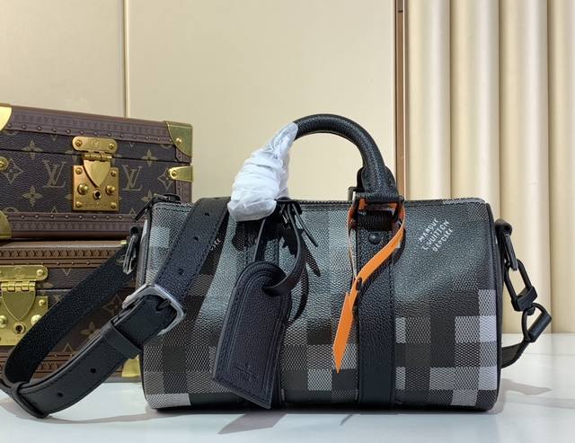Top-Quality Original Keepall Bandouli Re 25 Handbag M14919 Black Grid Mosaic Thi