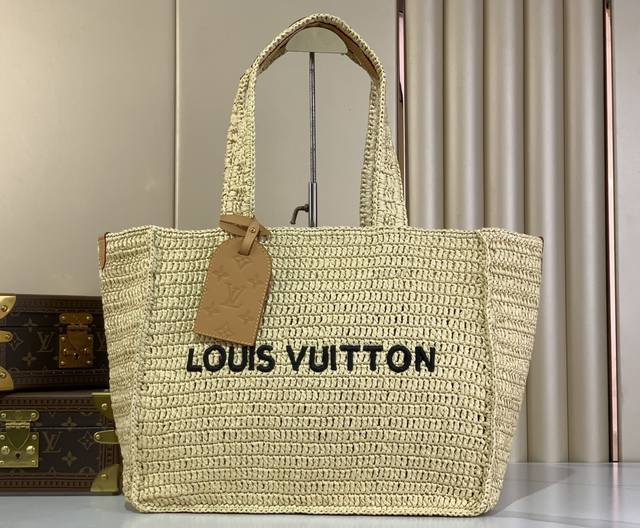 Top-Grade Original Summer Shopper Tote Medium Bag M14458 Woven Raffia This Shopp