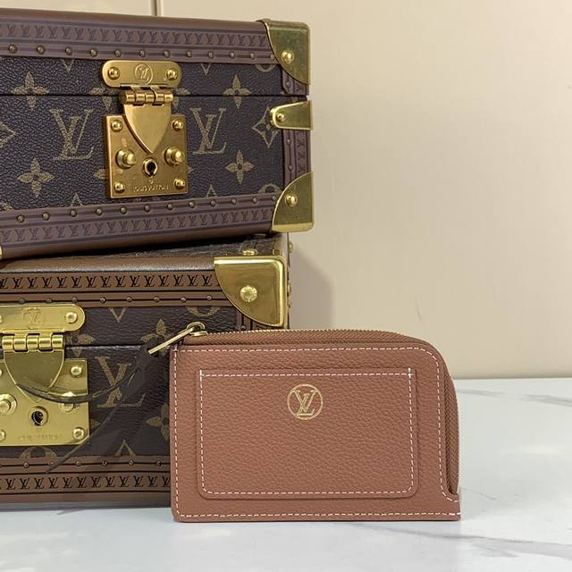Top Original M14551 Brown Full Leather Card Holder Coin Purse New Low Key Zipper