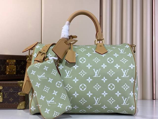 Top-Grade Original Speedy P10 Bandouli Re40 Handbag M24417 Green M24418 Blue M24