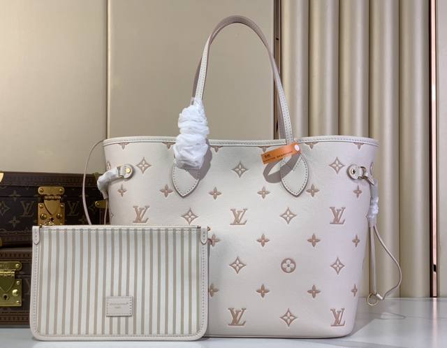 Top Quality Original Neverfull Mm Medium Handbag M45685 M14285 Cream Apricot Jac