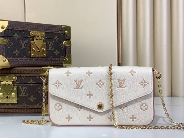 Top Original Pochette F Licie Chain Bag M64064 15968 Milk Apricot Jacquard Poche