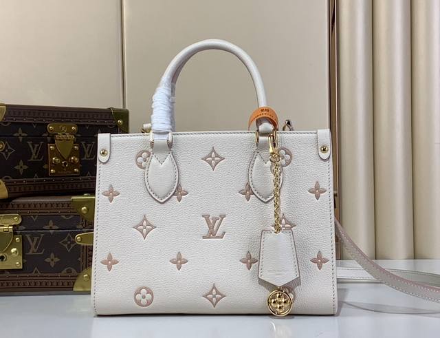 Top Original Onthego Small Handbag M14403 Cream Apricot Jacquard Renewed Brand C