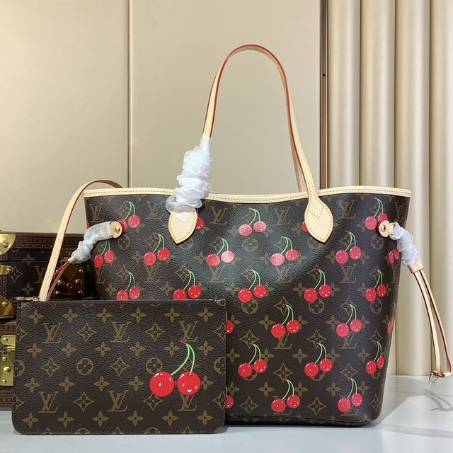 Top-Grade Original Neverfull Medium Handbag M13263 Old Cherry Reinterpreting The
