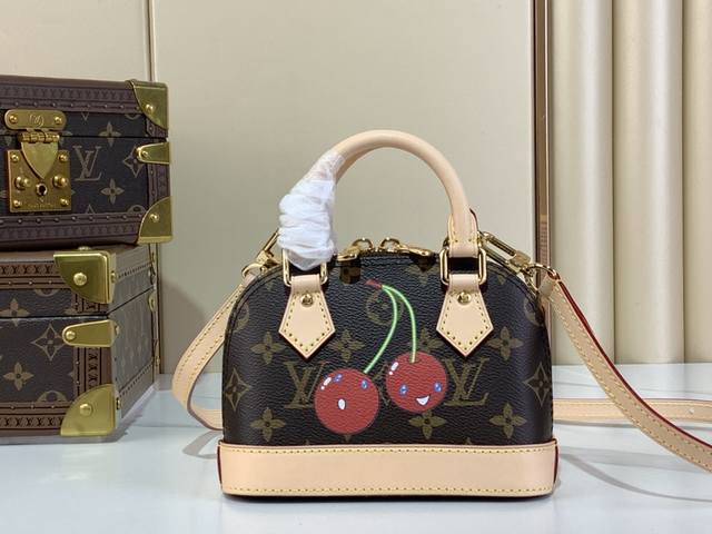 Top-Grade Original M13416 This Nano Alma Handbag Combines Monogram Coated Canvas
